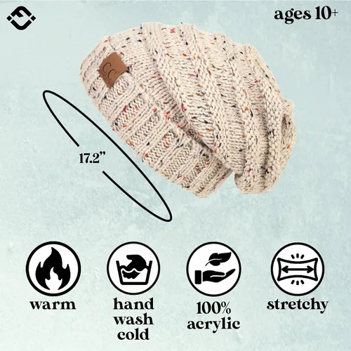 Vista 6 de Funky Junque Gorro de moda de punto trenzado de talla extragrande, grueso, abrigado, suave y holgado