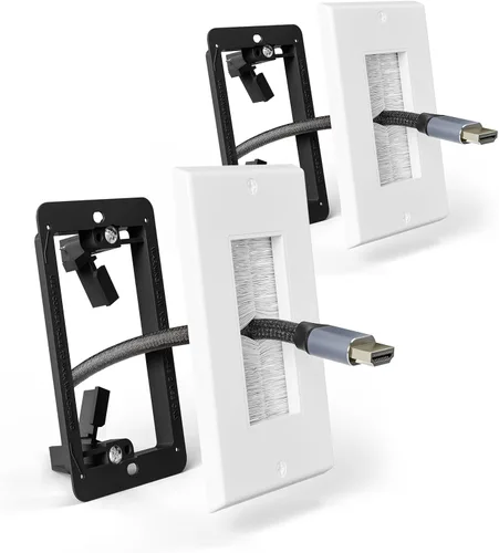 Vista 10 de Placa de pared con cepillo con soporte de montaje, cubierta decorativa para pasar cables de bajo voltaje, ocultador de cables de una sola banda