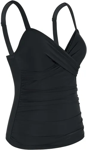 Vista 4 de Hilor Tankini con aros para mujer, con control de abdomen, fruncido, cuello en V, traje de baño solo