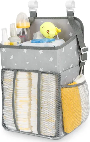 Vista 2 de Maliton Organizador de Pañales Colgante - Caddy para Mesa de Cambio, Cuna, Pack n' Play - Apilador Contiene 52+ Pañales - Organizador de Guardería