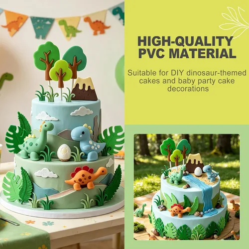 Vista 3 de 18 PCS Dinosaur Cake Toppers Birthday Cake Decorations Party Supplies