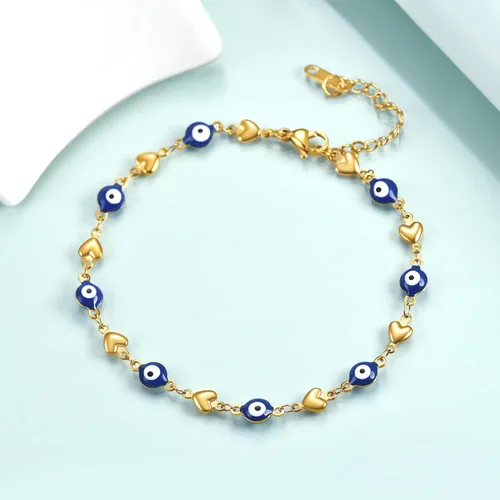 Vista 3 de Rnivida Tobillera chapada en oro para mujer, pulsera de tobillo de acero inoxidable 316L, cadena ajustable