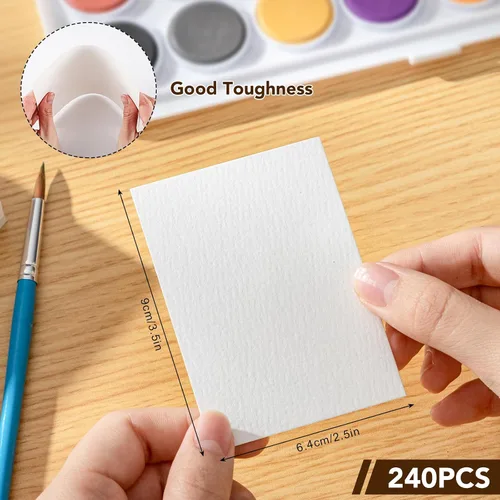 Vista 2 de 240 hojas de papel de acuarela a granel, papel de prensa en frío de 110 lb/230 GSM, papel de color de agua blanca para dibujar tarjetas de regalo
