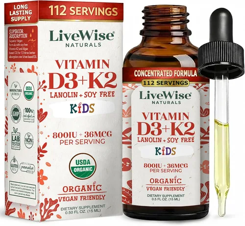 Vista 10 de Live Wise Naturals Vitamina para bebés D3 l USDA Orgánica Organic MCT Oil Formula For Kids and Toddler, Easy Absorption, Supports Immune and Bone