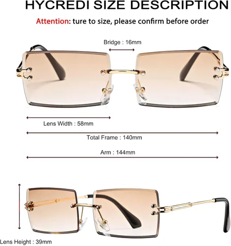 Vista 82 de Gafas de sol rectangulares para hombres/mujeres, gafas de sol pequeñas sin montura cuadrada
