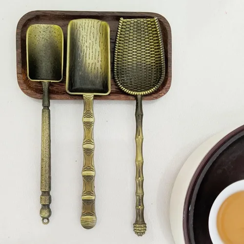 Vista 2 de Cucharas de té vintage con mango largo para té suelto, café, hierbas, juego de 3