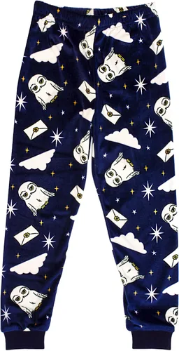 Vista 6 de Harry Potter Pijama Hedwig de manga larga y pantalones de forro polar para niñas, Marfil