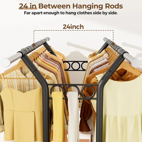 Vista 3 de HYSEYY Perchero de ropa resistente, perchero con estantes de carga de 620 libras, perchero de doble barra para colgar ropa, perchero portátil