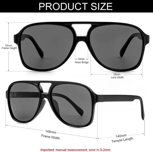 Vista 3 de NIDOVIX Gafas de sol polarizadas clásicas estilo aviador vintage para hombres y mujeres, marco grande, retro, de los años 70