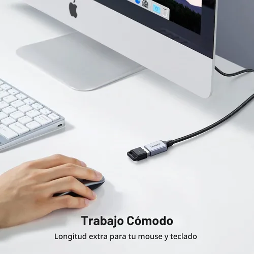 Vista 6 de UGREEN Paquete de 2 cables de extensión USB (1.5 pies + 1.5 pies), cable extensor USB 3.0 de nailon trenzado, compatible con cámara web, cámara