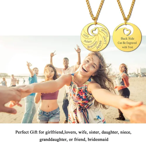 Vista 2 de U7 Collar para madre con grabado personalizado con nombre 234567 collar con piedra natal para mujeres y niñas, colgante para mamá, abuela, esposa