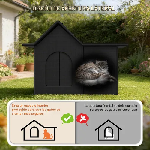 Vista 7 de Casa para gatos al aire libre, refugio resistente a la intemperie para mascotas, cama duradera para gatos al aire libre e interior, fácil montaje