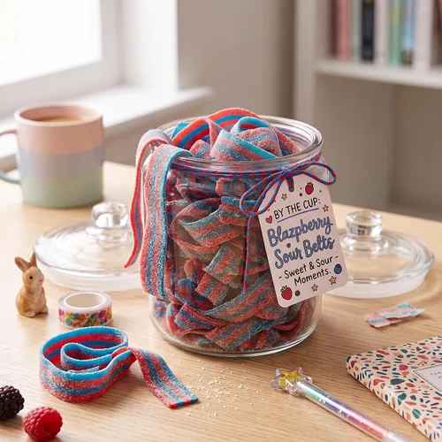 Vista 4 de By The Cup Blazpberry Sour Belts, bolsa a granel de 1 libra