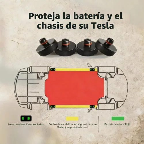 Vista 2 de Accesorios de almohadilla de elevación para Tesla Modelo S/3/X/Y/Juniper 2013 a 2026