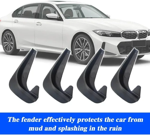 Vista 5 de 4 piezas de aletas para lodo de coche, protector de lodo, protector de guardabarros, protector contra salpicaduras, protector lateral delantero