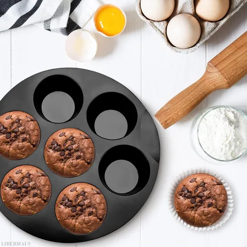Vista 7 de Molde de silicona para muffins para freidora de aire (7 tazas) – Molde de silicona redondo de 6.9 pulgadas compatible con freidoras de 3.5 a 5.8 l