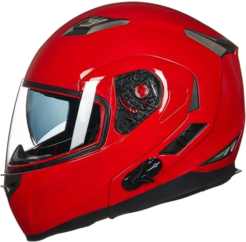 Vista 10 de ILM - Casco de motocicleta modular con visera solar abatible, Bluetooth integrado, intercomunicador, Mp3 Modelo 953/953 PRO Negro mate