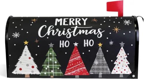 Vista 11 de Funda Magnética para Buzón Feliz Navidad Camión Árbol Tamaño Grande Muñeco de Nieve de Invierno Cuadros Buffalo Fundas para Buzón Tamaño Estándar