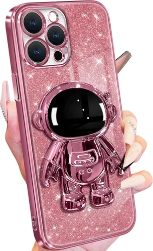 Vista 7 de Buleens Funda para iPhone 11 Pro Max Astronauta, Fundas Transparentes para iPhone 11 ProMax con Papel con Purpurina y Soporte de Astronauta, Mujeres