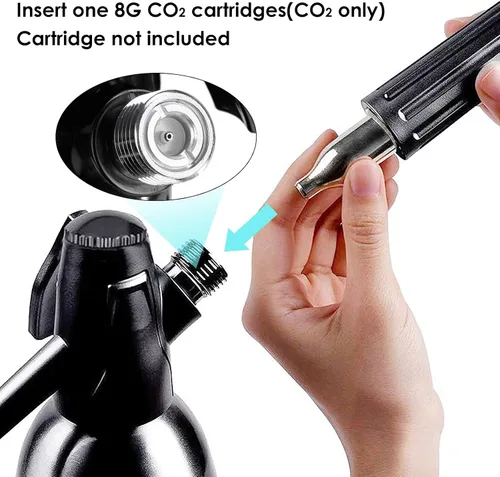 Vista 4 de Sifón de soda, máquina de agua carbonatada de 1 litro, máquina de refrescos, máquina portátil de agua con gas de aluminio para el hogar, bar, hacer