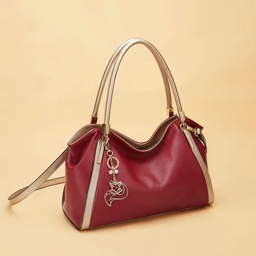 Vista 8 de Bolsos de cuero para mujer, bolsos de hombro con asa superior para mujer