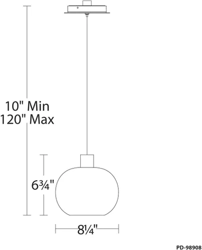 Vista 2 de WAC Lighting Colgante LED Crater 8in 3500K en latón envejecido