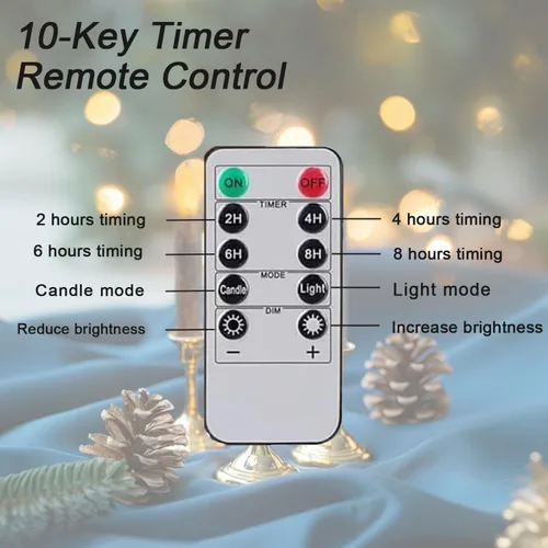 Vista 3 de 6PCS Primitive Taper Candle with Timer Remote Control,Real Wax Hand Dipped Rustic Flameless Candles Battery Operated for Halloween Christmas Country