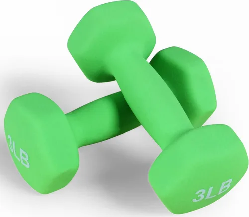 Vista 10 de Fitvids Neoprene Dumbbell Hand Weights, Anti-Slip, Anti-roll, Hex Shape Colorful, Pair or Set with Stand