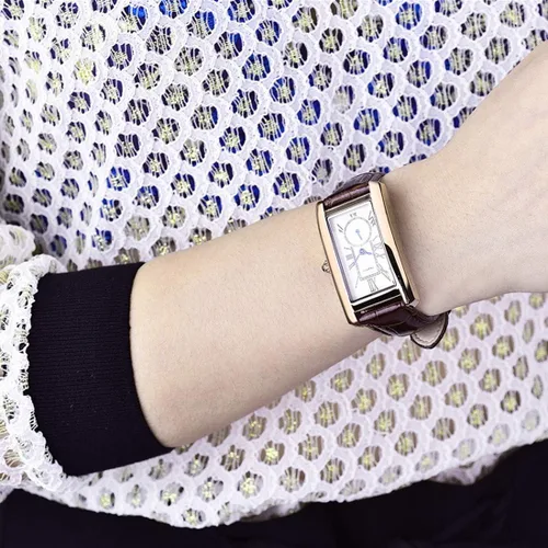 Vista 5 de carlien Reloj de cuarzo para mujer elegante reloj de vestir rectangular con correa de cuero y corona de zafiro