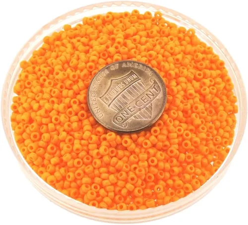 Vista 5 de Perlas de cristal de rocailles de color naranja claro Opaque Miyuki 11/0, 0.85 oz