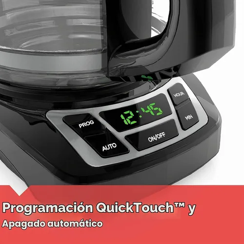 Vista 3 de BLACK+DECKER Cafetera digital de 12 tazas, CM1160B, programable, lavable y cafetera digital de 12 tazas, CM1160W, filtro de cesta programable