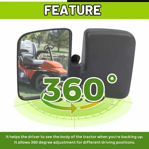 Vista 3 de KUAFU Espejos magnéticos universales para tractor, compatibles con Kubota John Deere, cortacésped de giro cero, espejos laterales traseros negros, 2