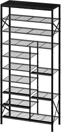 Vista 8 de Estante de zapatos de 8 niveles, organizador de almacenamiento de zapatos con almacenamiento para botas, estante de zapatos de gran capacidad que