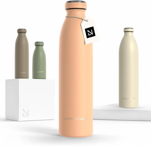 Vista 22 de LARS NYSØM Botella de agua aislada de acero inoxidable de 12 onzas, 17 onzas, 25 onzas, 34 onzas, 51 onzas, frasco térmico aislado para bebidas