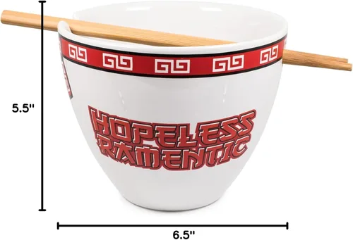 Vista 8 de Bowl Bop Hopeless - Juego de vajilla de cerámica japonesa Ramentic Incluye cuenco de fideos ramen de 16 onzas y palillos de madera Juego
