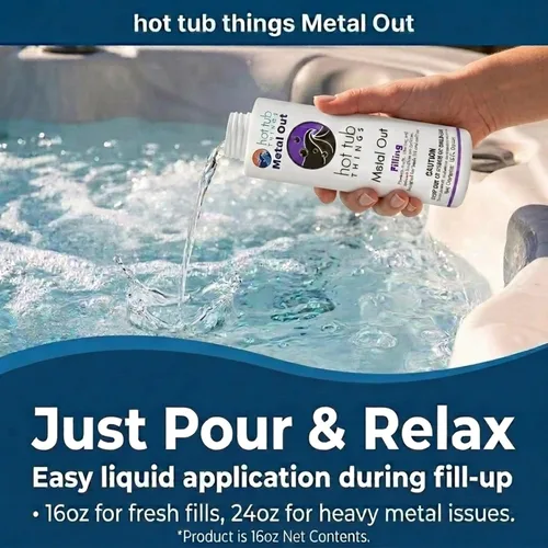 Vista 6 de Hot Tub Things Control de metal, manchas y incrustaciones, elimina los iones de hierro y cobre y calcio del agua del spa y la bañera de hidromasaje