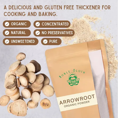 Vista 6 de Noble Sloth Polvo de arrurruz orgánico prémium de 16 onzas, almidón de arrurruz natural puro, sin gluten, sin OMG, espesante para cocinar y hornear