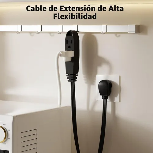 Vista 5 de K KASONIC - Cable de extensión de 3 salidas de 25 pies, 1 paquete, toma múltiple con conexión a tierra de triple cable, certificación UL 16/3 SPT-3