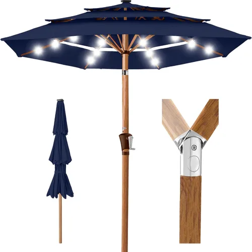 Vista 43 de Best Choice Products - Sombrilla solar de 10 pies de 3 niveles para patio, sombrilla de sol para exteriores, mercado, patio trasero, terraza, junto