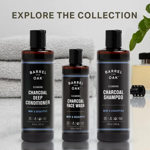 Vista 6 de Barrel & Oak Champú de carbón de menta y eucalipto para hombres, champú limpiador para hombres con extractos botánicos y aceites esenciales, cuidado