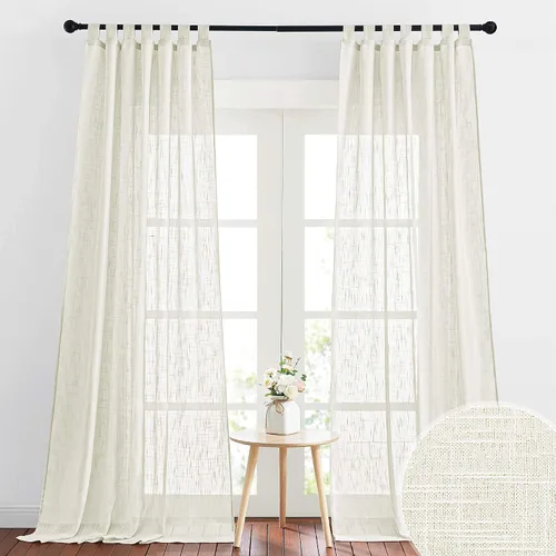 Vista 19 de RYB HOME - Cortinas de lino con textura transparente, 2 paneles
