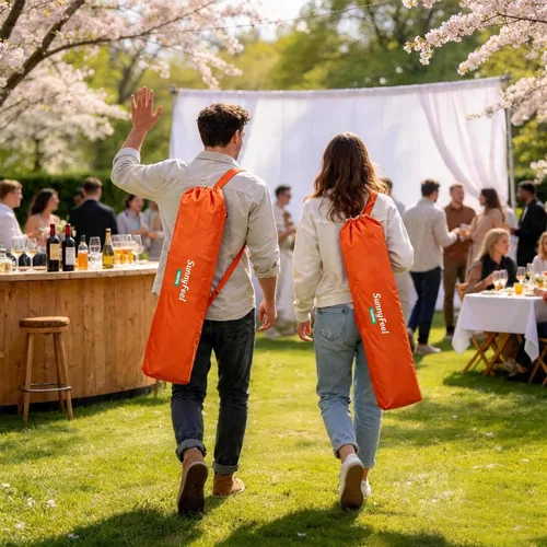 Vista 2 de SUNNYFEEL Silla Mecedora de Camping, Reclinable Acolchada de Lujo, Silla Plegable de Jardín de Gran Tamaño con Bolsillo, Resistente para Naranja