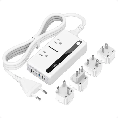 Vista 7 de TESSAN - Convertidor de voltaje de viaje de 220 V a 110 V, color negro