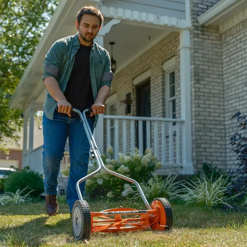 Vista 9 de American Lawn Mower Company 1204-14 Cortacésped de carrete de empuje de 4 hojas de 14 pulgadas, color rojo