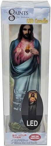Vista 5 de Vela de oración devocional sin llama LED Sagrado Corazón de Jesús