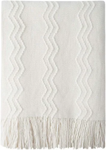 Vista 19 de Bourina Manta de punto decorativa con textura, unicolor y suave, para sofá, 50 x 60 pulgadas, almendra Knitted Throw Blanket 50x60 Inches, Soft