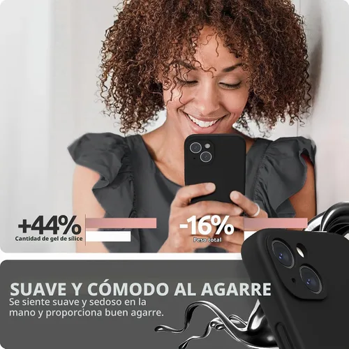 Vista 6 de SURPHY Funda compatible con iPhone 13 con protector de pantalla, (protección de cámara y forro de microfibra suave), funda de teléfono de silicona