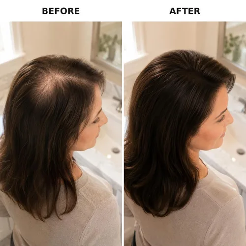 Vista 7 de Thicken It - Polvo para el cabello con cobertura 100% del cuero cabelludo, rojo, sin talco, 0.32 onzas, corrector de pérdida de cabello resistente