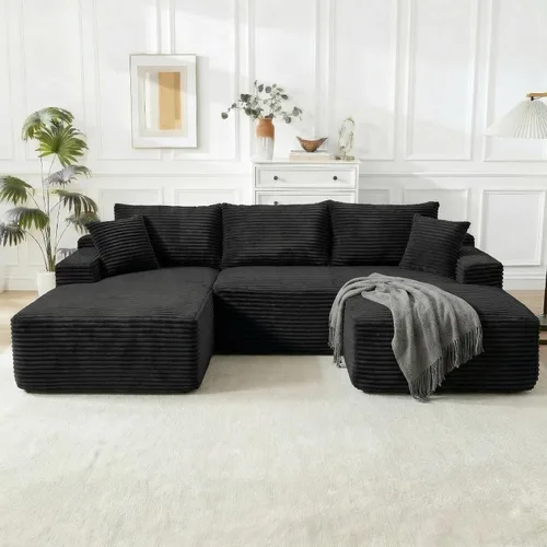 Vista 21 de Sofá modular Cloud de 108 pulgadas, moderno sofá deshuesado con otomana móvil, sofá modular de asiento profundo, sofás esquineros de pana para sala