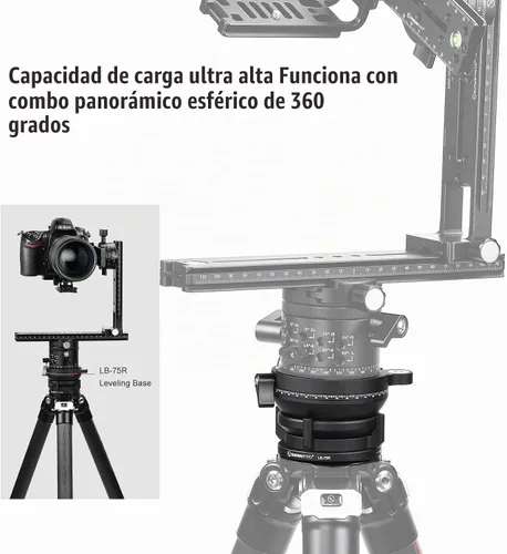 Vista 4 de SUNWAYFOTO LB-75R 360 Base de nivelación panorámica Cabezal de trípode 33 lbs (15kg) Capacidad de carga